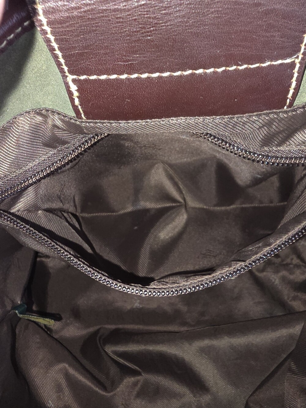 Lauren Ralph Lauren Olive Green Suede Tote with Brown Leather Straps****SALE**** - Picture 15 of 16